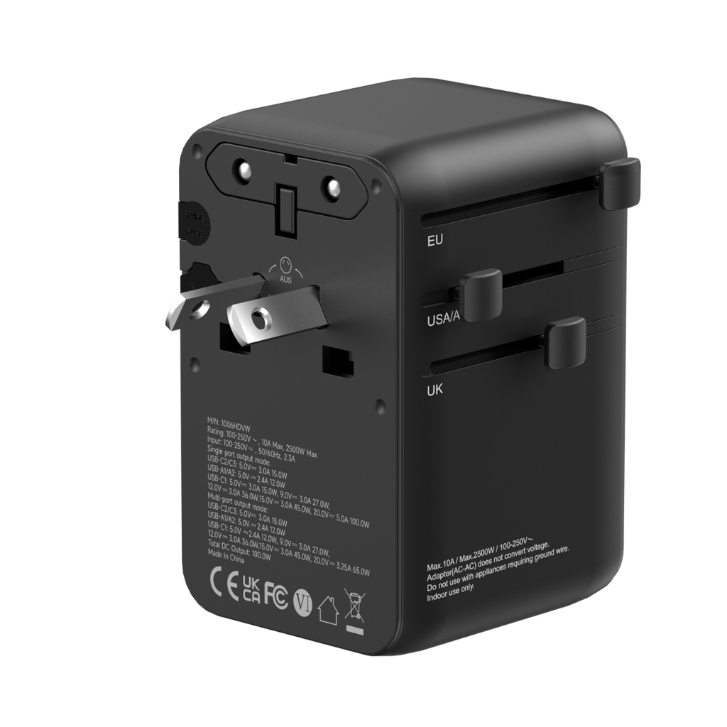 Tekko 1-Travel 100W PD3.1 GaN3 內置伸縮USB-C充電線旅行插座 TA100C